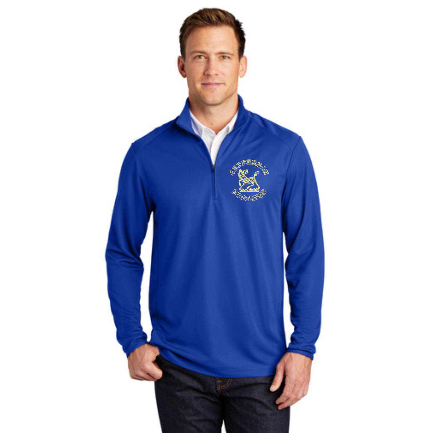 Jefferson Elementary Mustangs Pinpoint Mesh 1/2-Zip