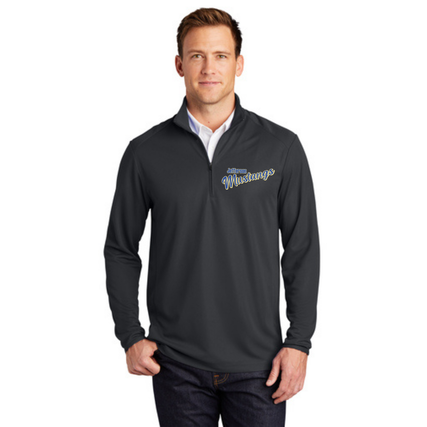 Jefferson Elementary Mustangs Pinpoint Mesh 1/2-Zip