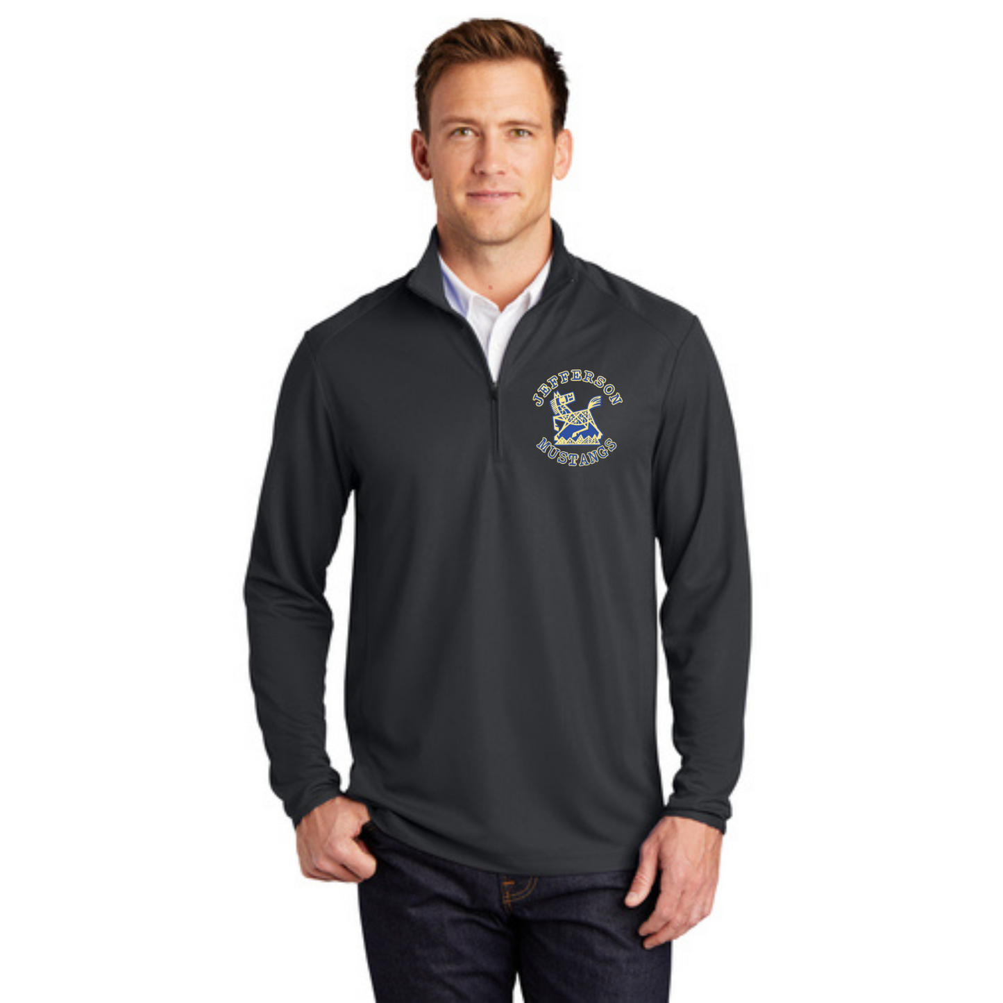 Jefferson Elementary Mustangs Pinpoint Mesh 1/2-Zip