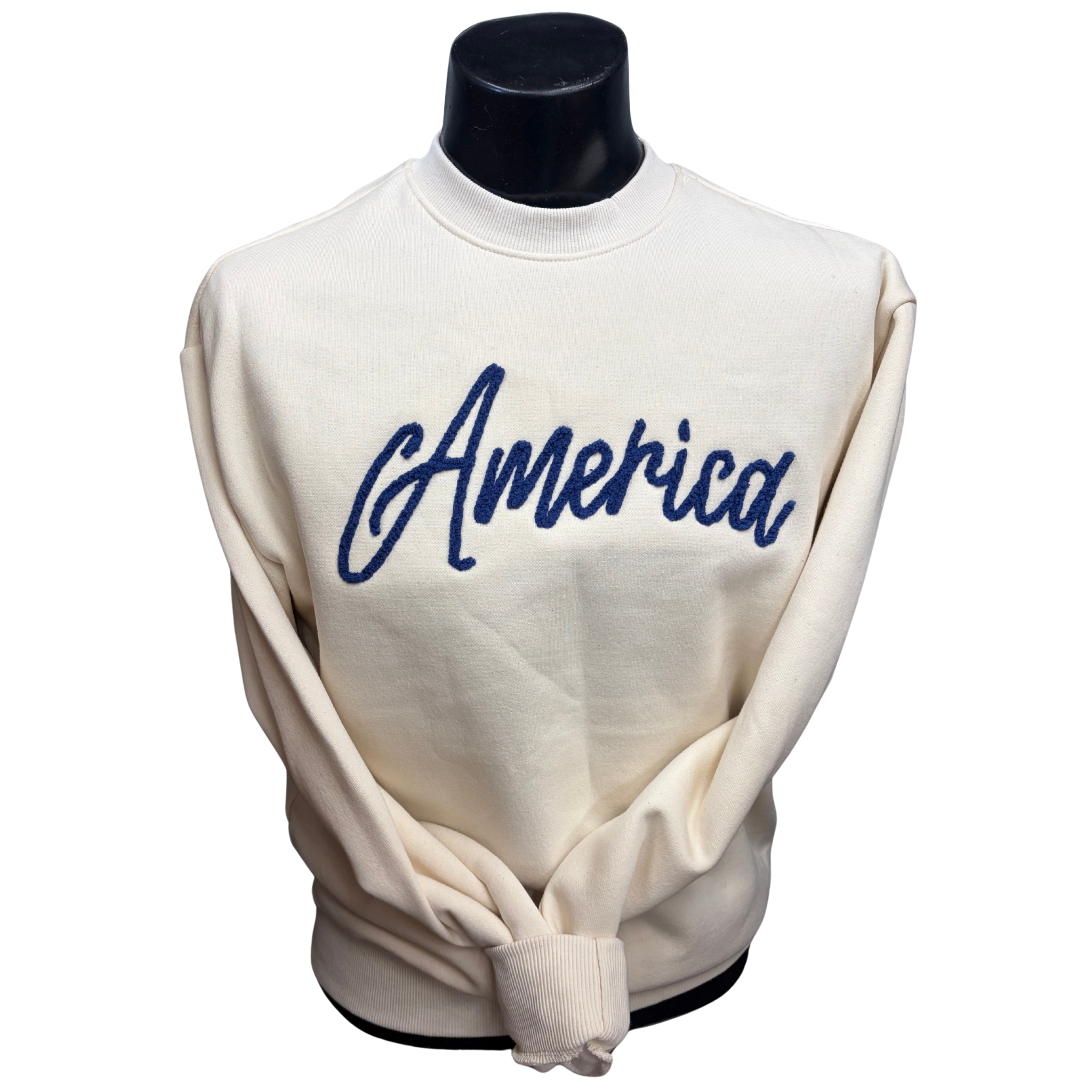 America Chenille Crewneck (cream / navy)
