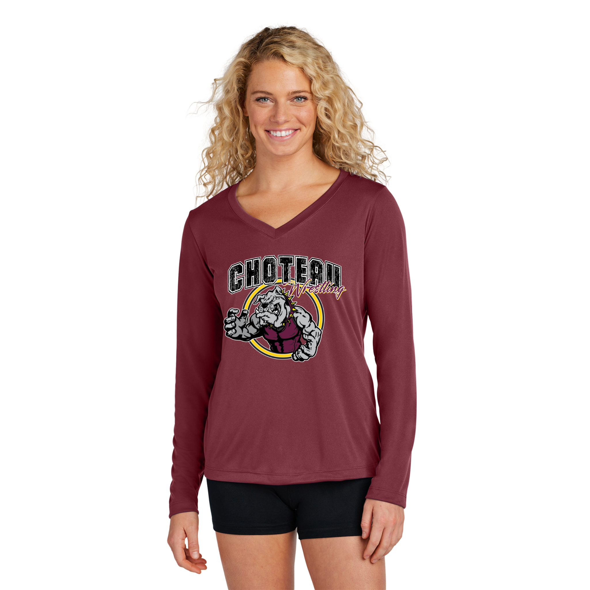 Choteau Wrestling Women's Long Sleeve V-Neck Tee