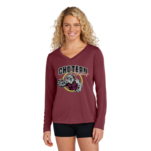 Choteau Wrestling Women's Long Sleeve V-Neck Tee